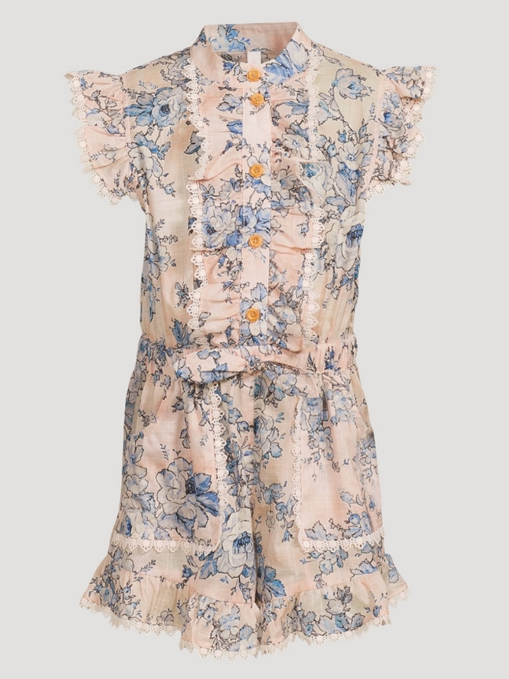 AUTH GIRLS’ ZIMMERMANN HALLIDAY FRILL FLORAL PLAYSUIT - SZ 6Y